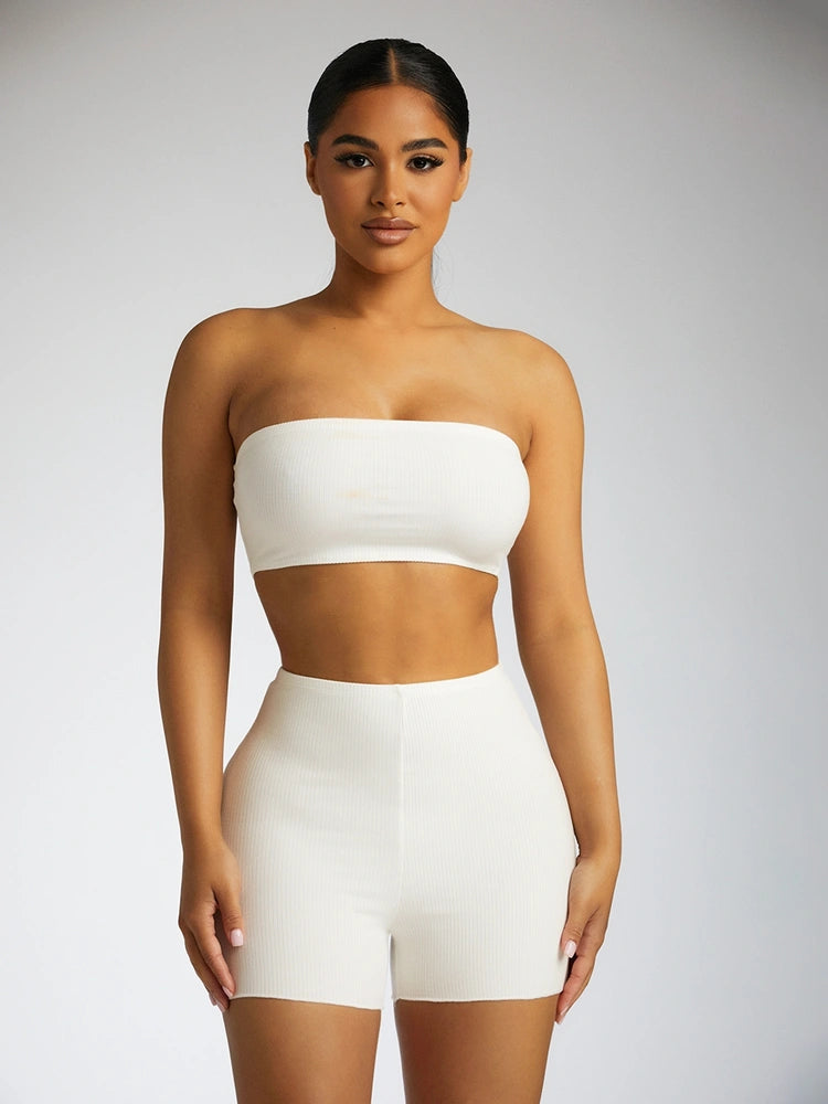 WHITE The Snatched Bandeau Top