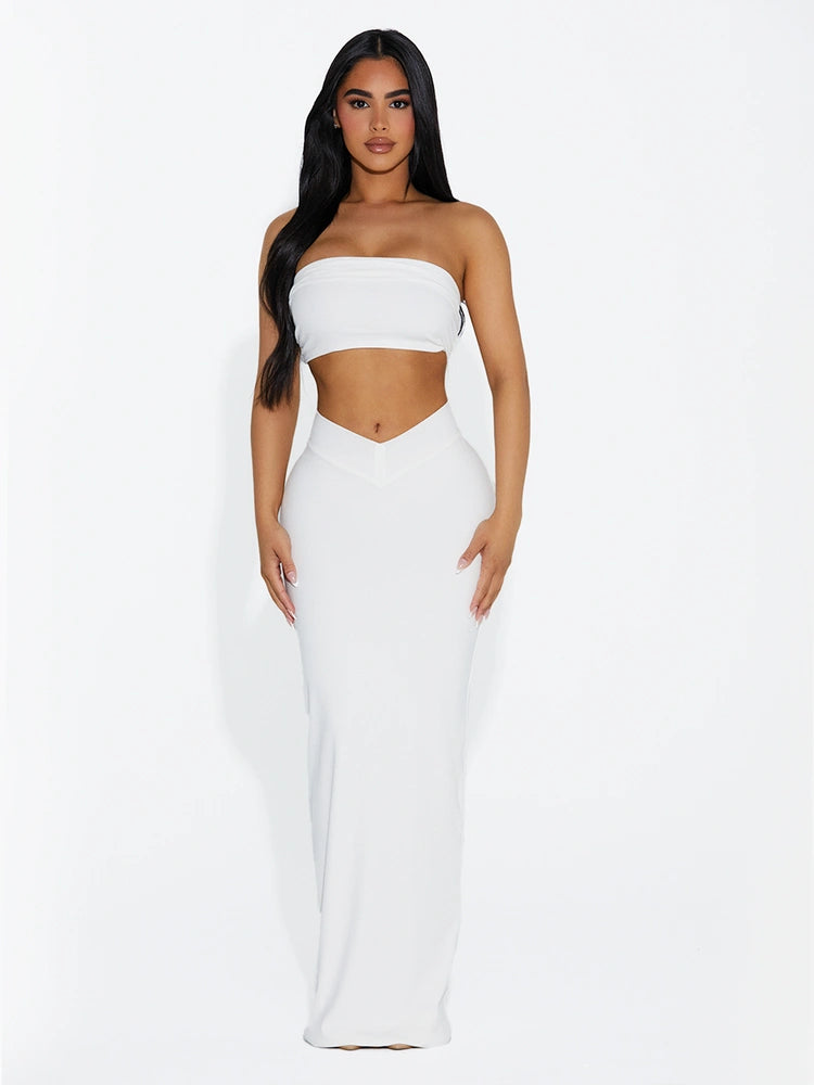 WHITE The Ribbed Bandeau Top