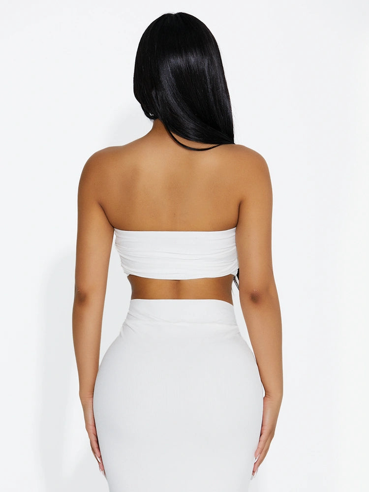WHITE The Ribbed Bandeau Top