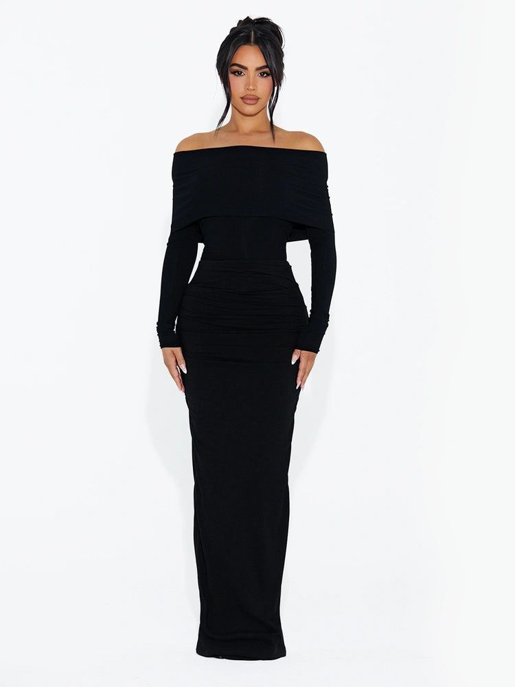 BLACK OFF SHOULDER RIBBED BODYSUIT
