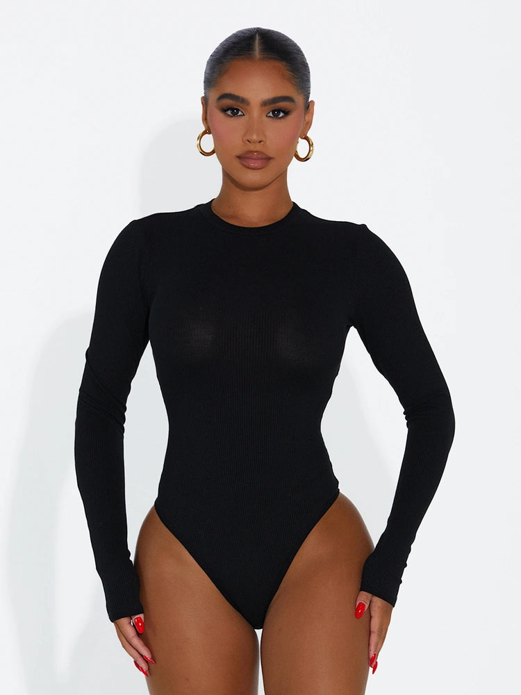 BLACK Ribbed Energy Bodysuit