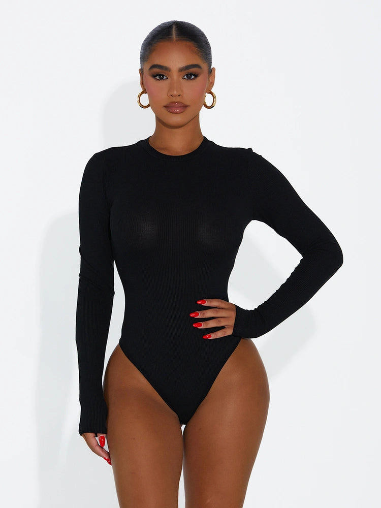 BLACK Ribbed Energy Bodysuit