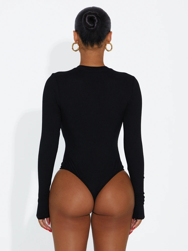BLACK Ribbed Energy Bodysuit