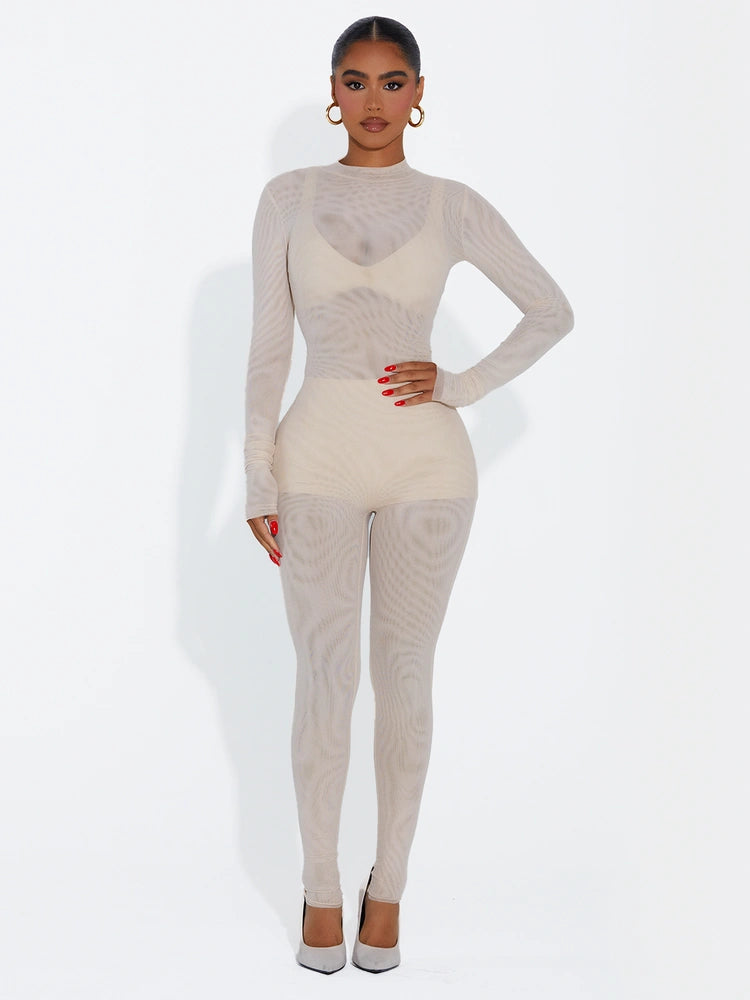 Cream MESH JUMPSUIT