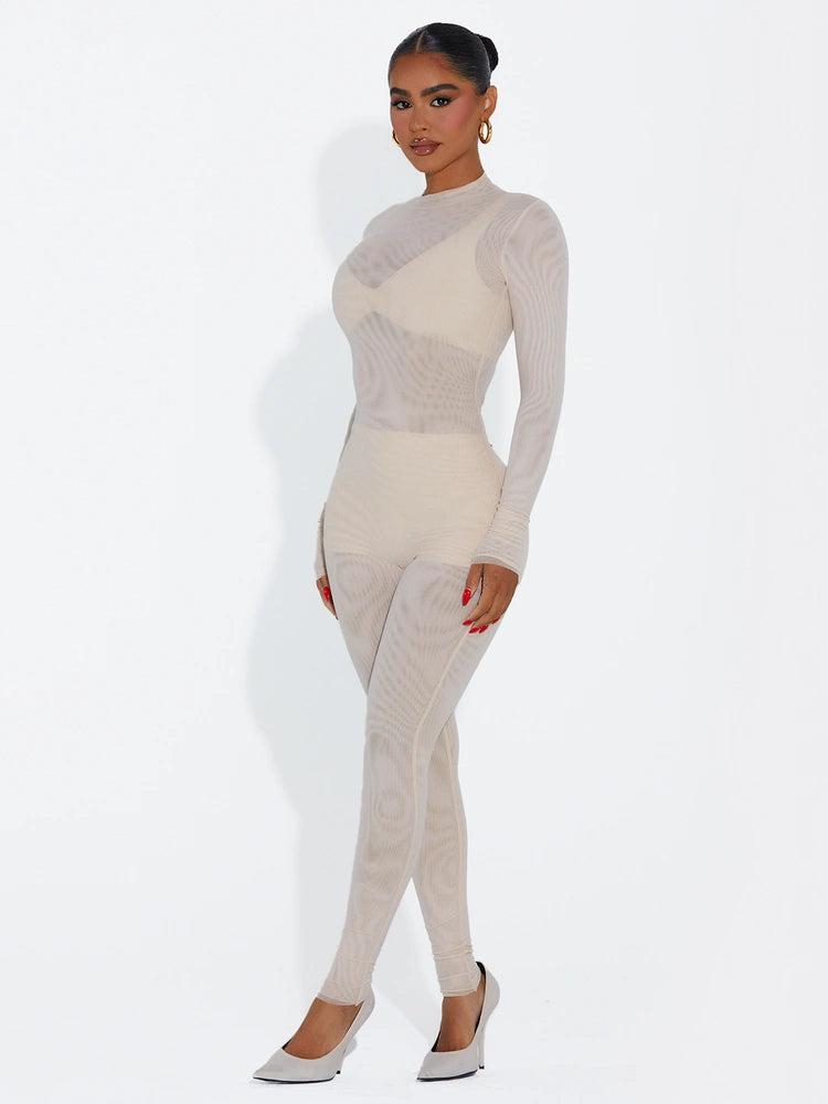 Cream MESH JUMPSUIT
