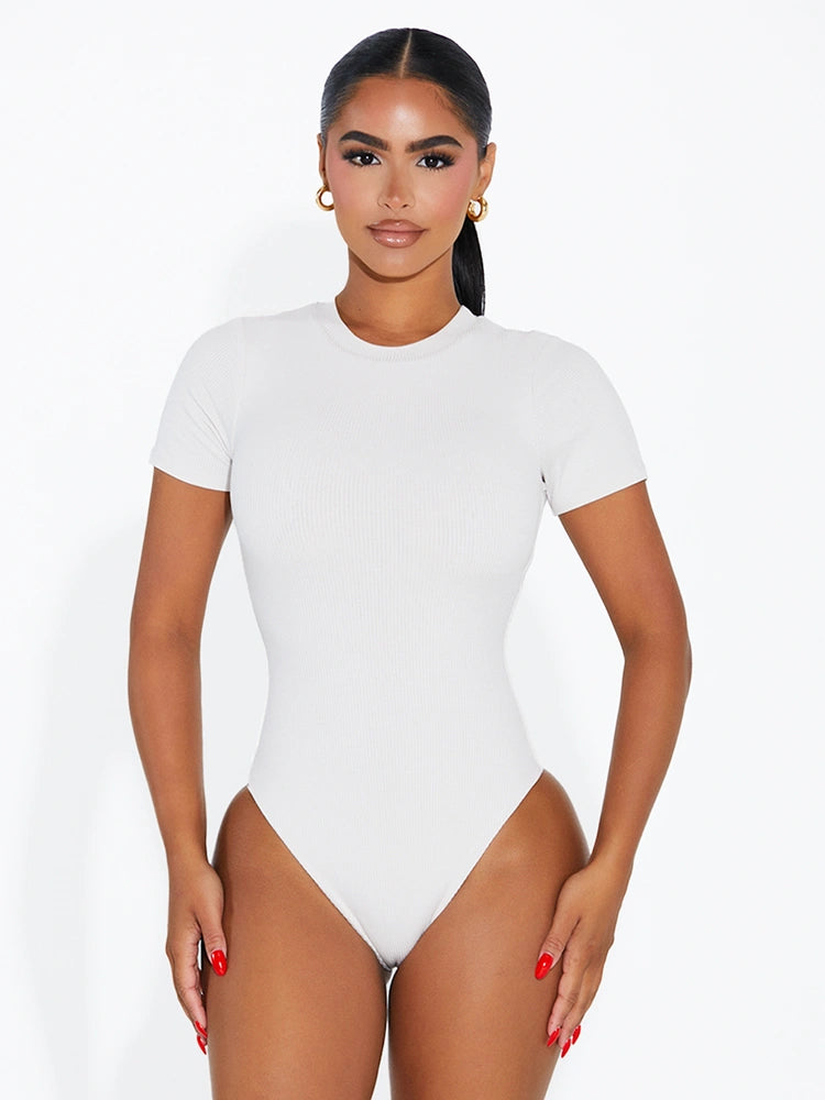 BLACK The Ribbed T Bodysuit