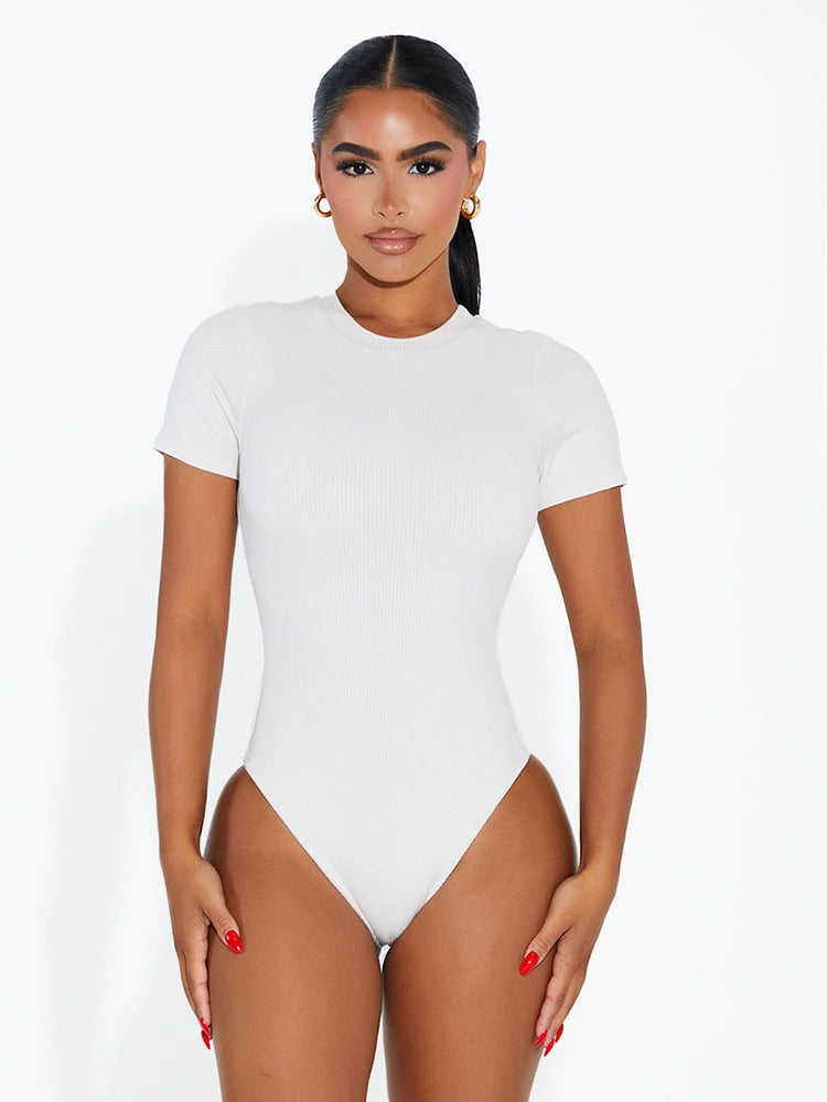 BLACK The Ribbed T Bodysuit