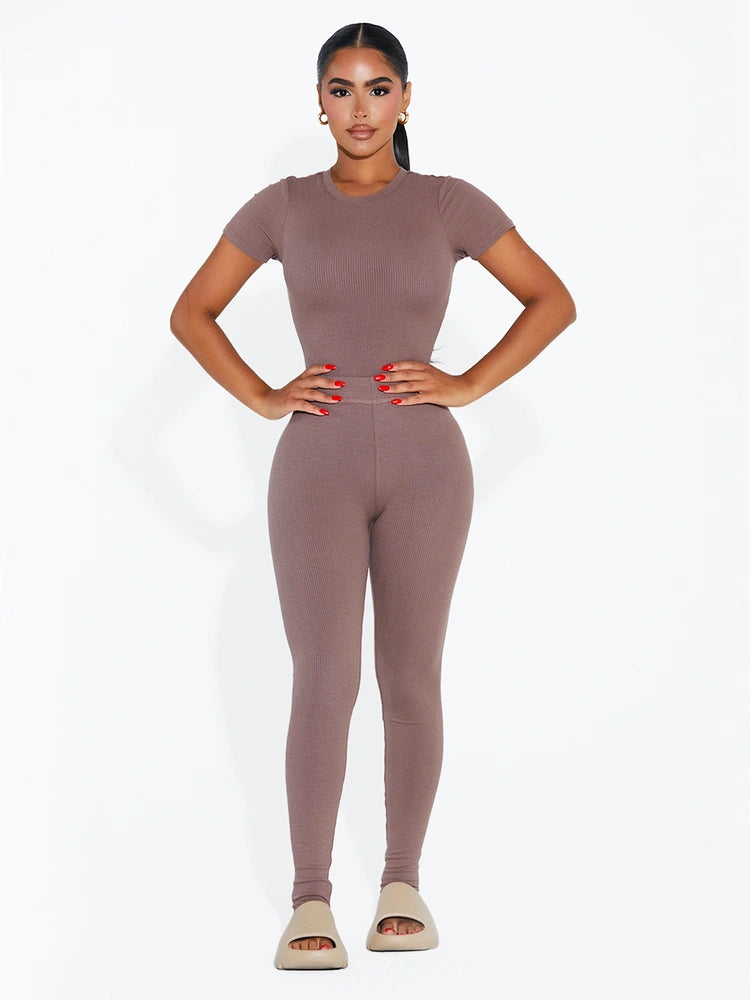 TAUPE The Ribbed T Bodysuit