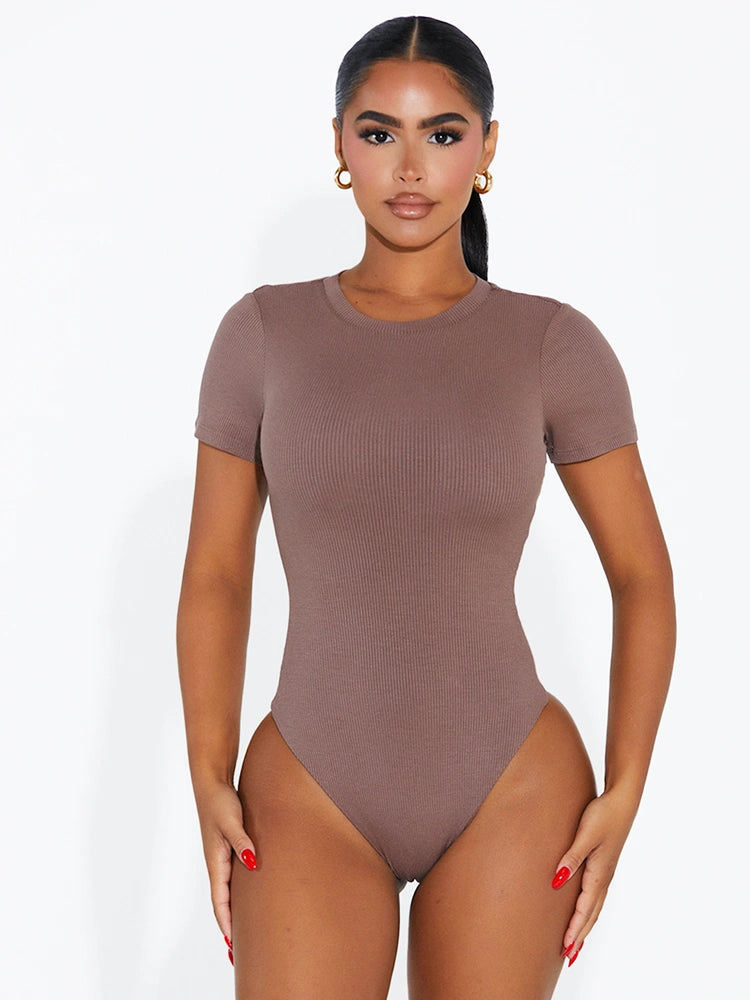 TAUPE The Ribbed T Bodysuit