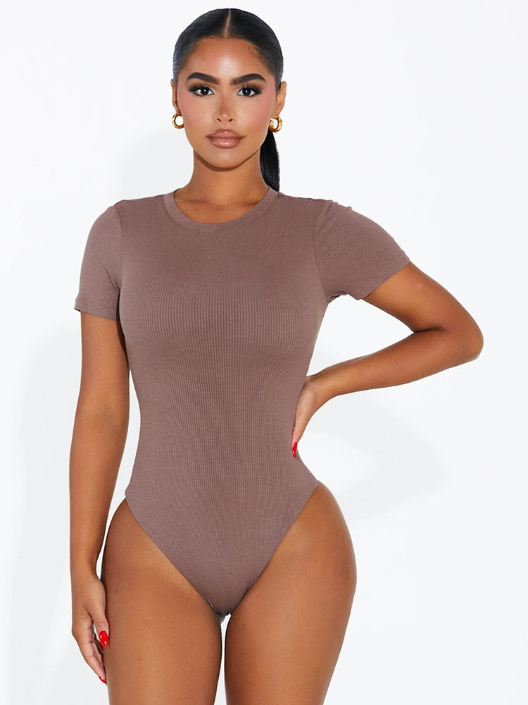TAUPE The Ribbed T Bodysuit