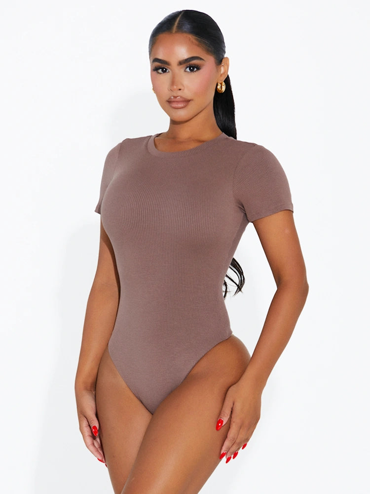 TAUPE The Ribbed T Bodysuit