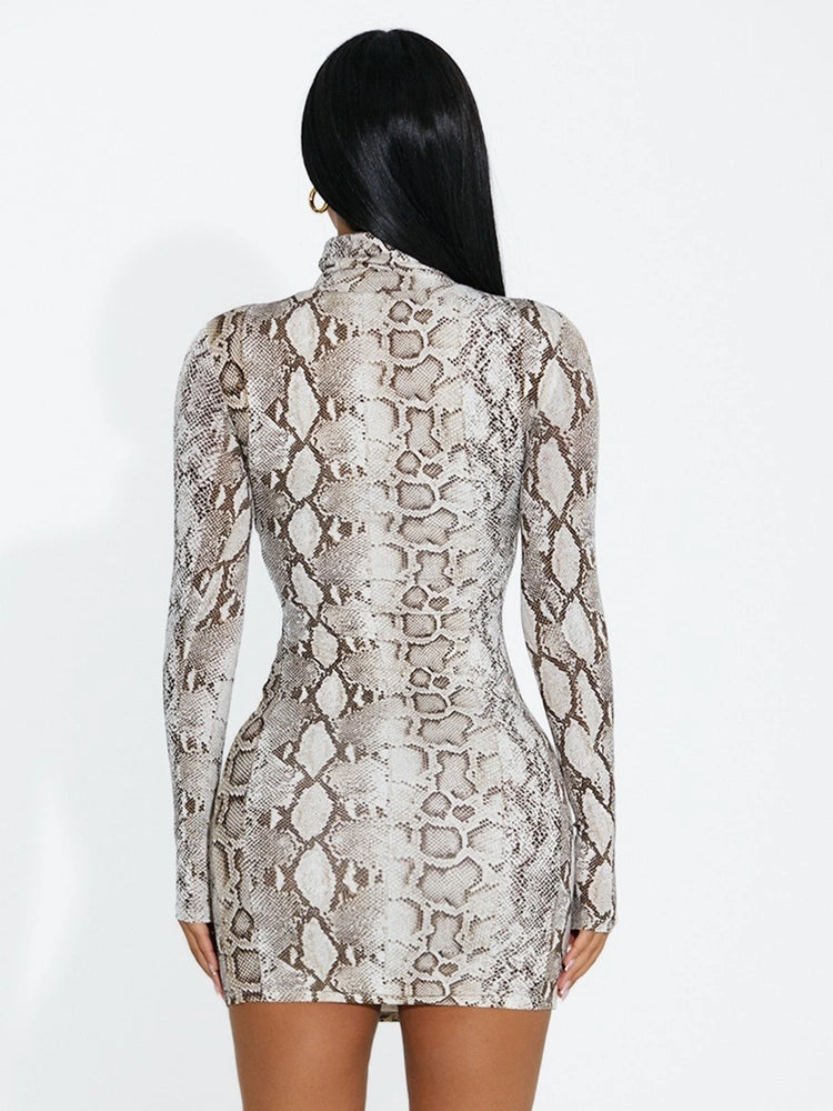 Nude Snakeskin Snake Snack Mini Dress