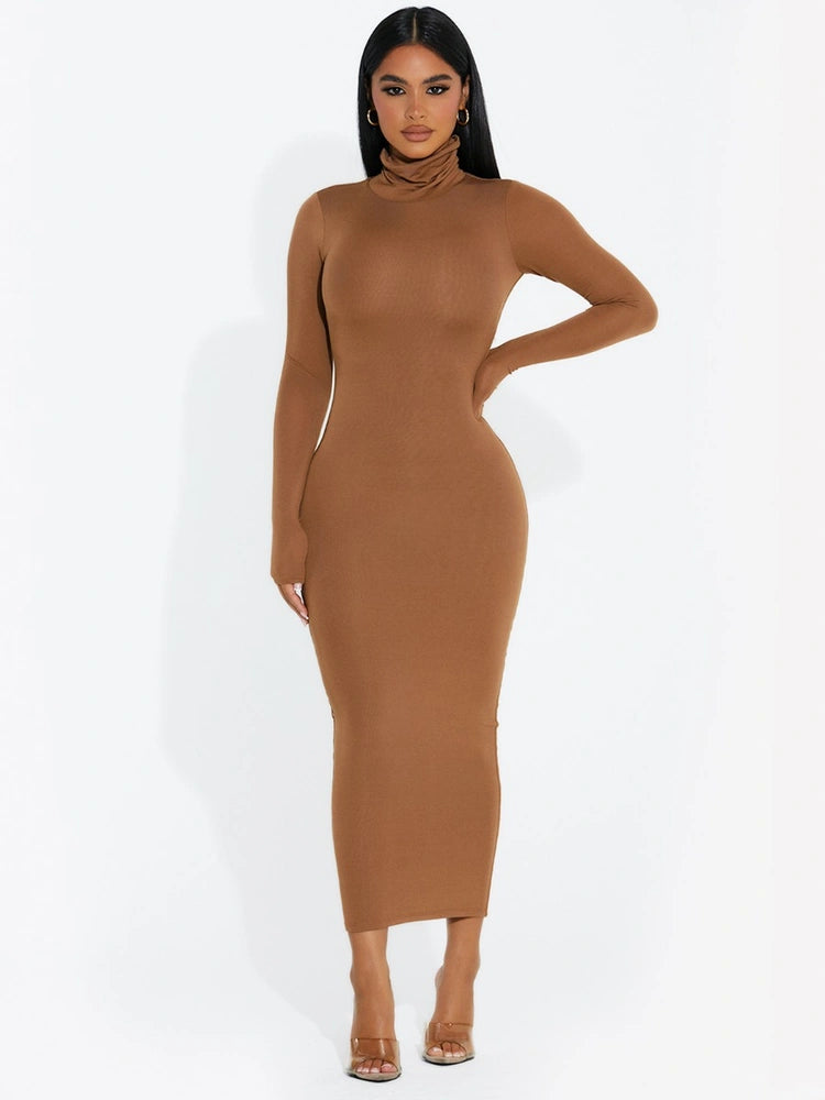 BROWN SUGAR Up To My Neck Midi Dress