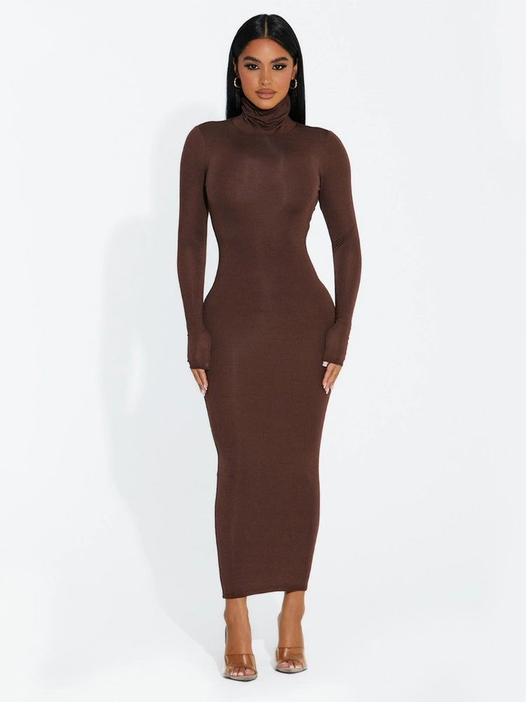 CHOCOLATE Up To My Neck Midi Dress
