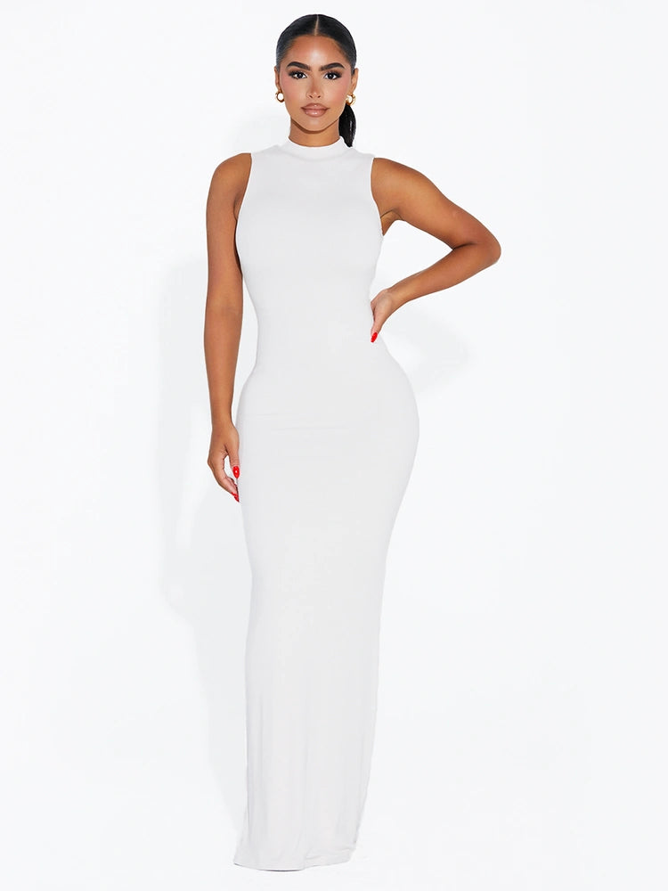 CREAM Ribbed Chic Maxi Dress