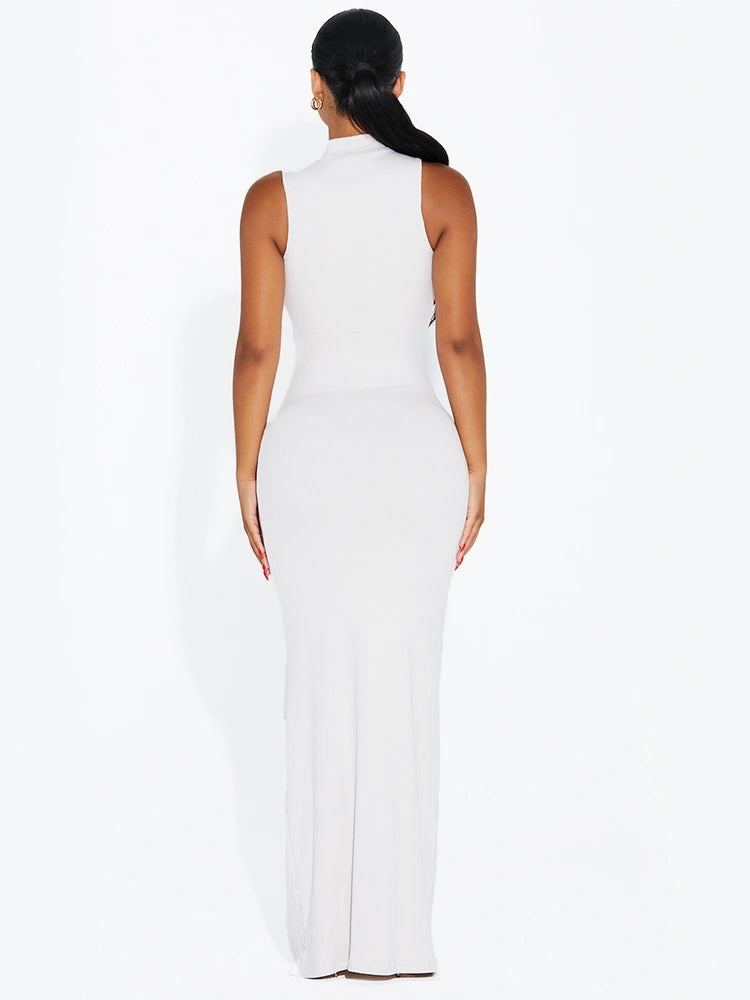 CREAM Ribbed Chic Maxi Dress