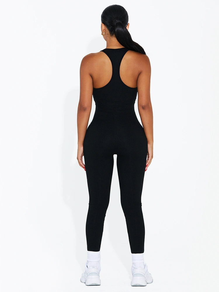 BLACK Sleeveless Racerback Jumpsuit