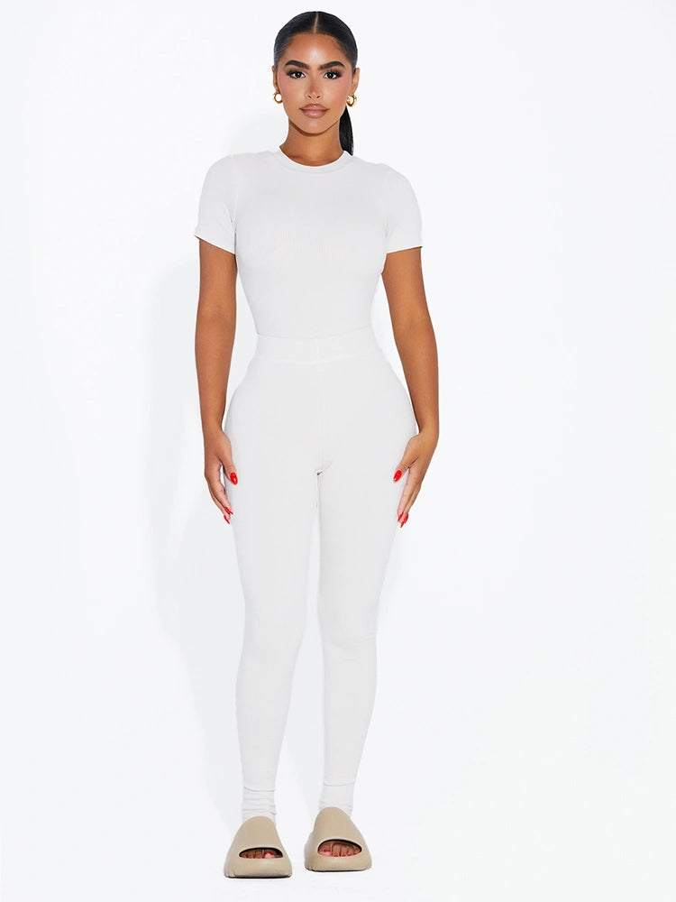 CREAM Ribbed Bodycon Legging
