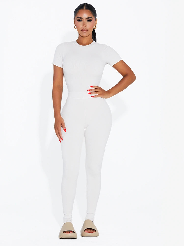 CREAM Ribbed Bodycon Legging