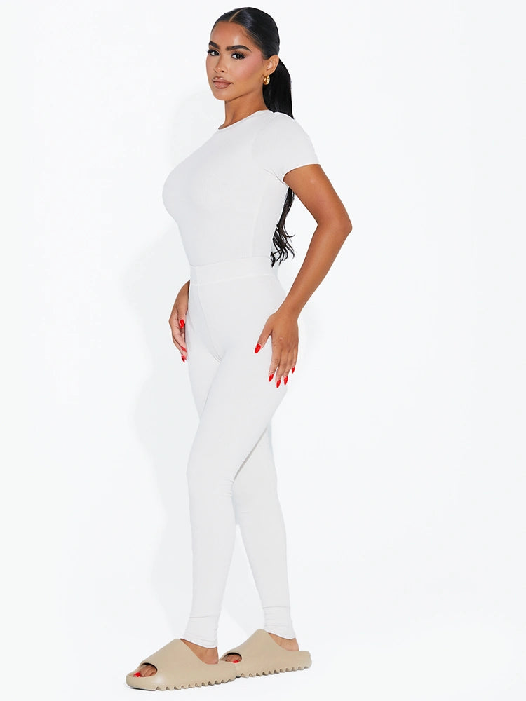 CREAM Ribbed Bodycon Legging