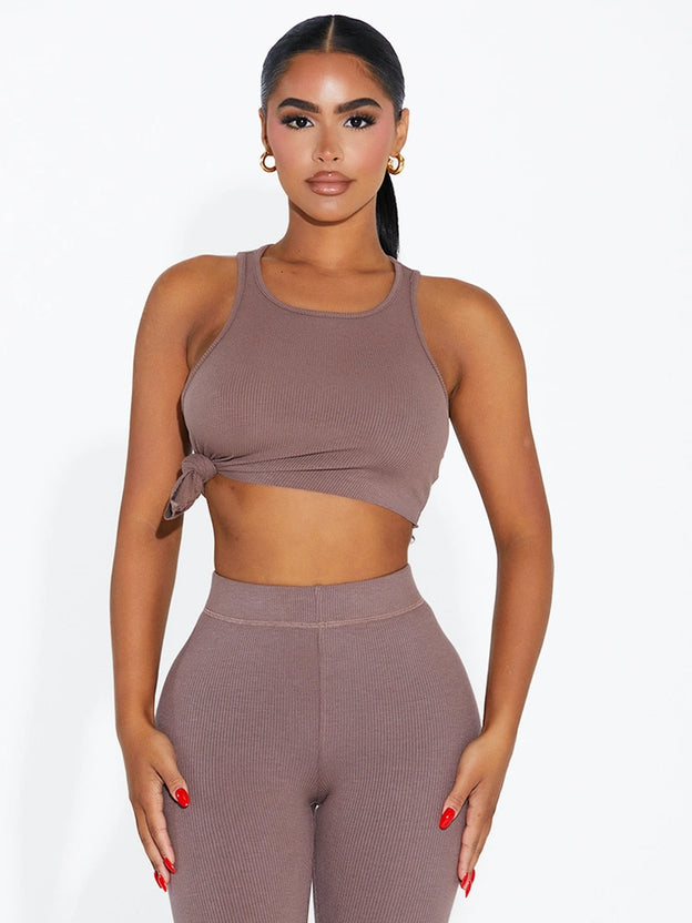 Ribbed Knotted Crop Top