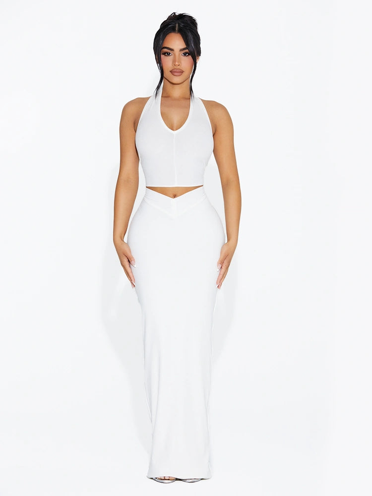 White Baby Snatched Halter Top