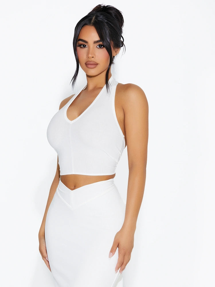 White Baby Snatched Halter Top