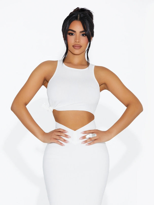 Ribbed Knotted Crop Top