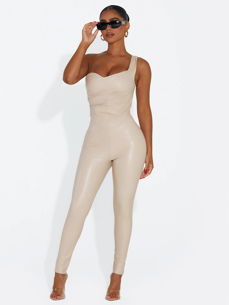 NUDE Vegan Leather Lace Up Corset