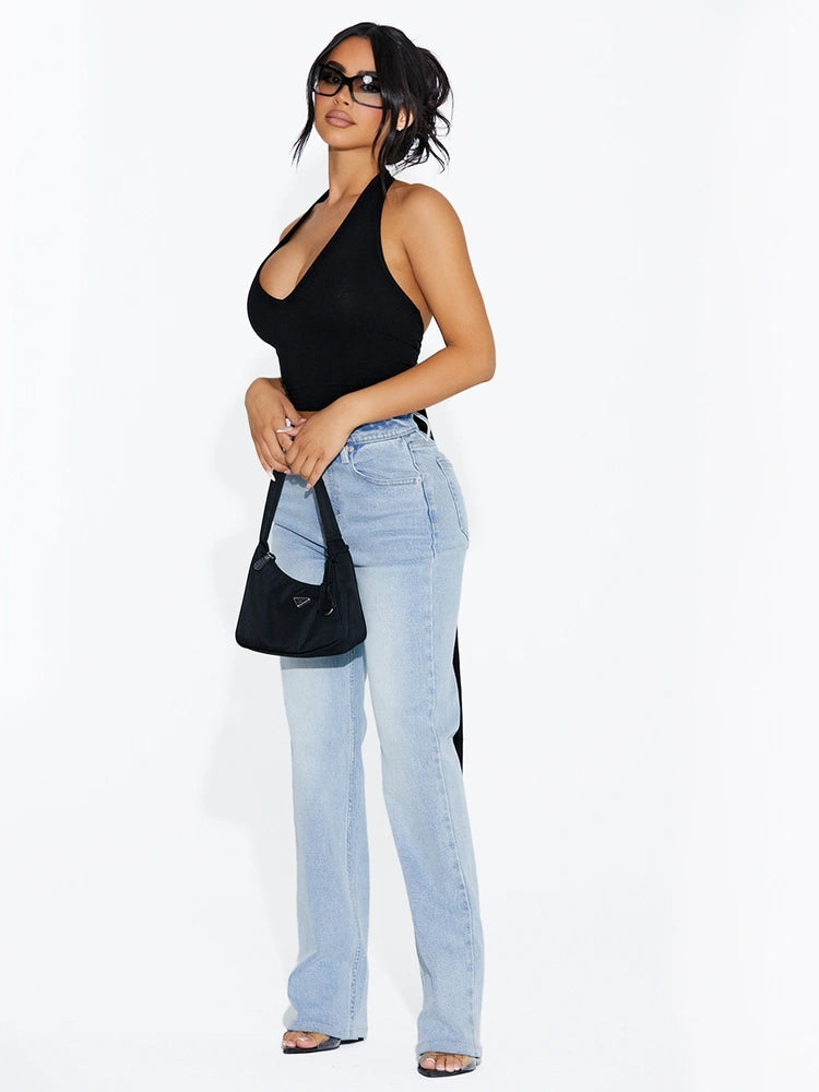 Black Baby Snatched Halter Top