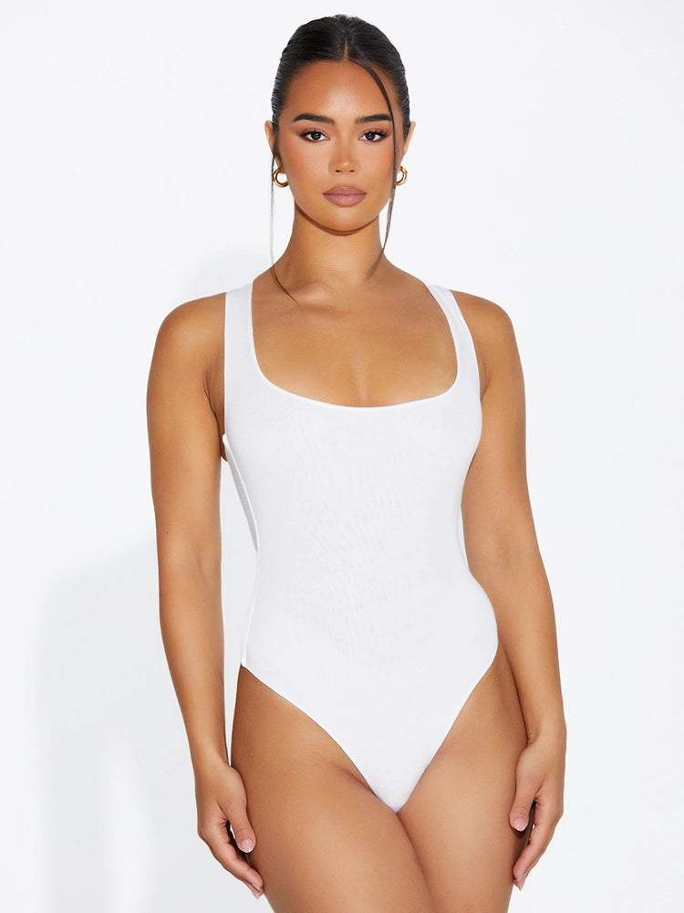 White Micro Modal Racerback Bodysuit