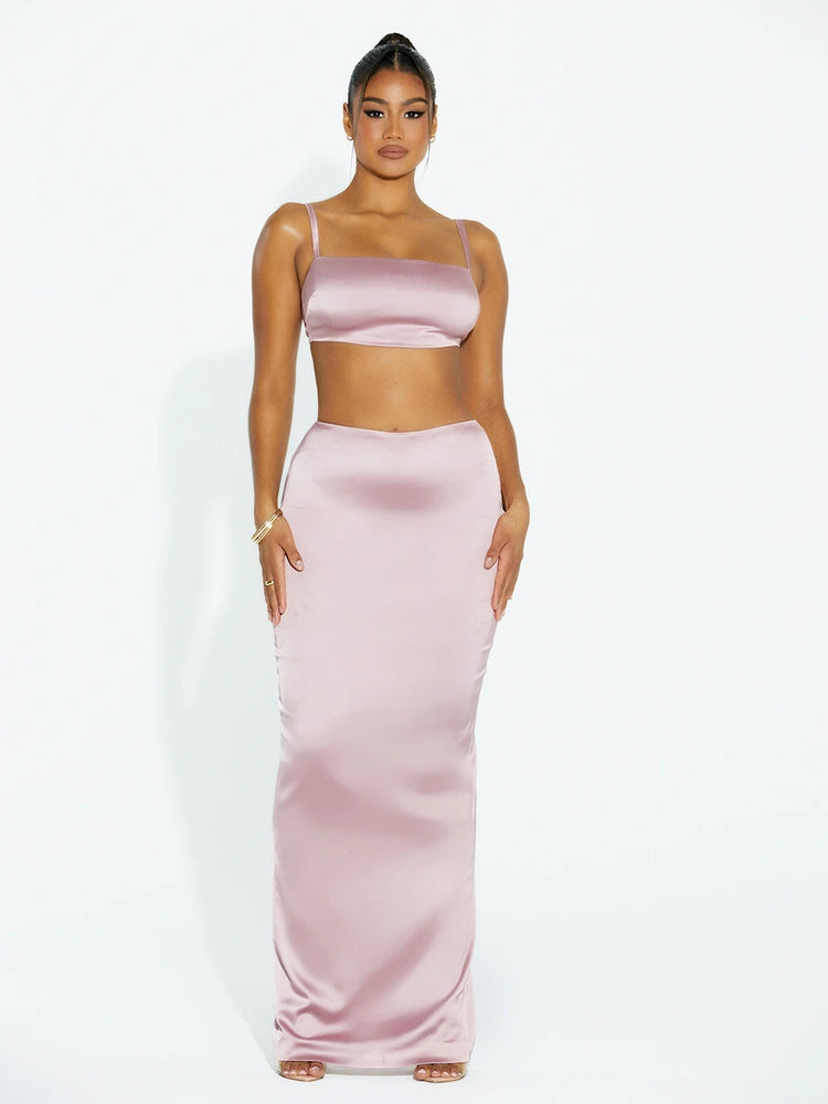 CHERRY BLOSSOM Satin Micro Crop Top