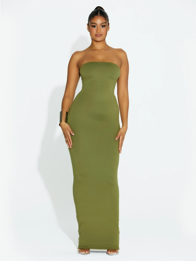 OLIVE GREEN Bare Tube Dress