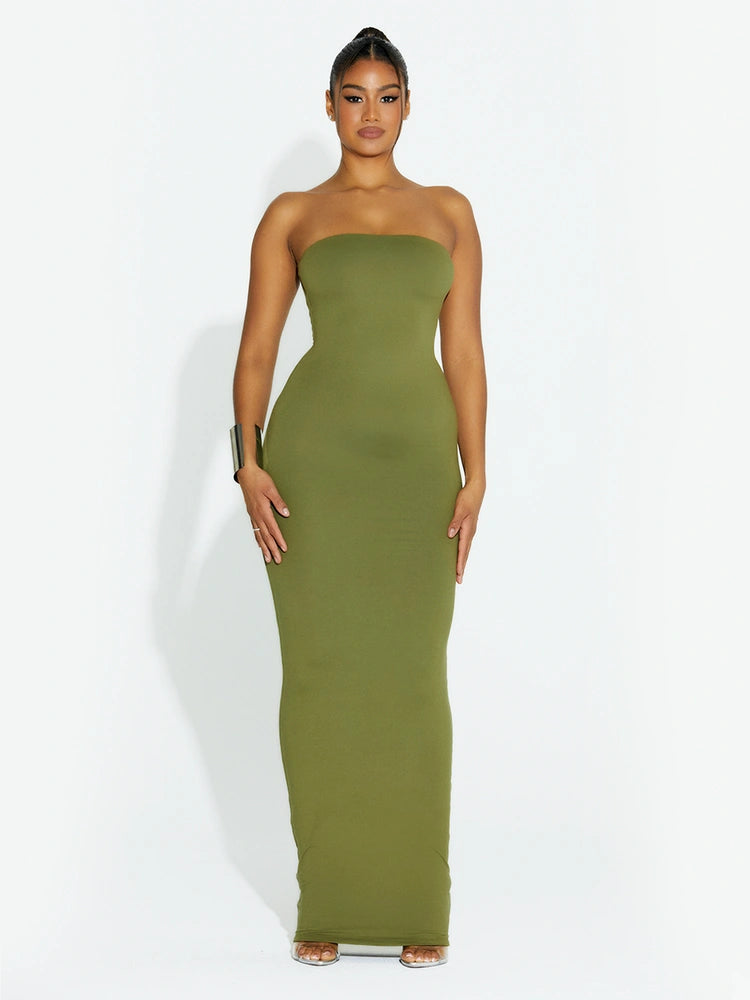 OLIVE GREEN Bare Tube Dress