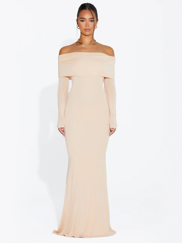 NUDE Micro Modal Off-Shoulder Maxi Dress