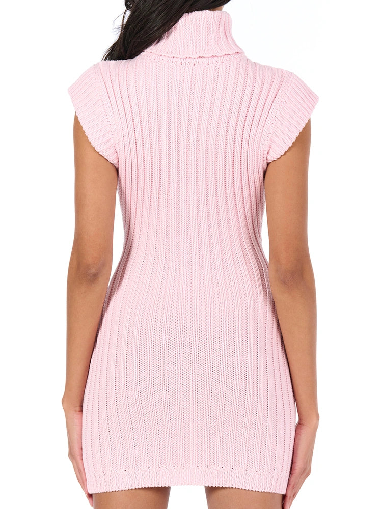 Blush Knit Turtleneck Mini Dress