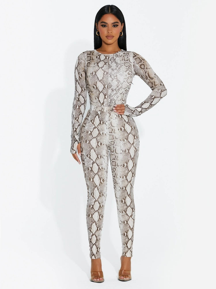 Nude Snakeskin Oh So Tight Bodysuit