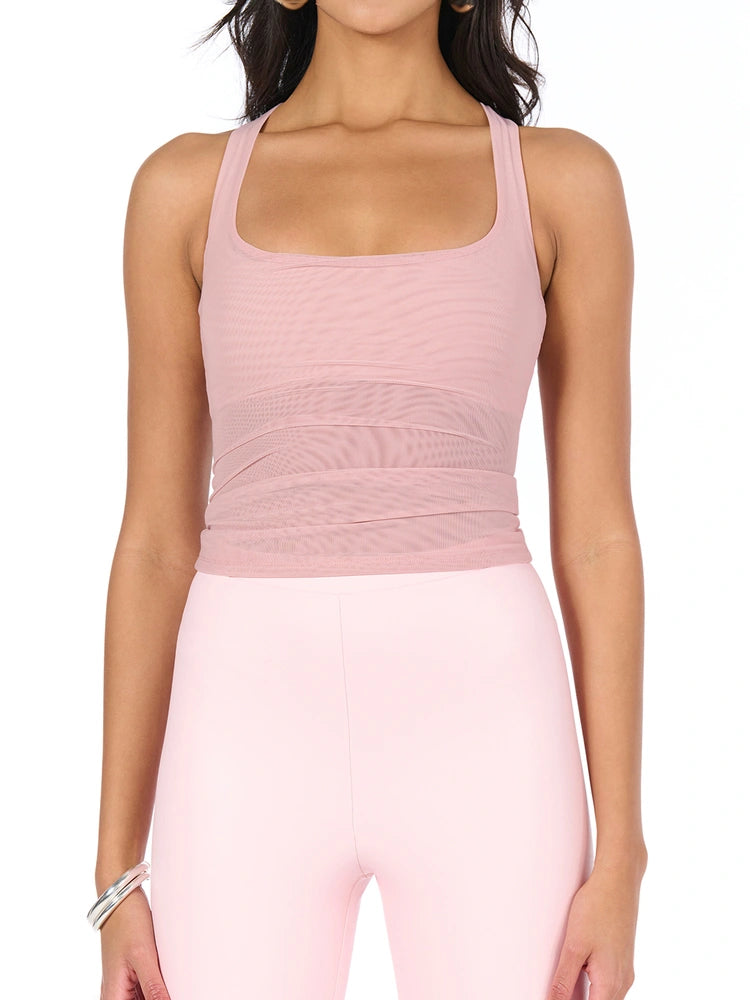 PALE PINK Mesh Racerback Top