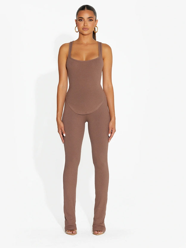 Micro Ribbed Straight Leg Pants