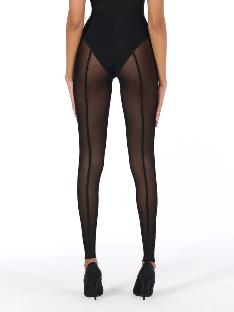 Black Mesh Toe Loop Legging
