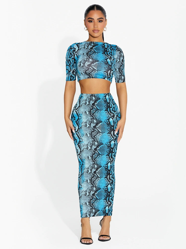 MALIBU SNAKE Snake Skin Midi Skirt