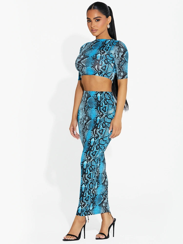 MALIBU SNAKE Snake Skin Midi Skirt