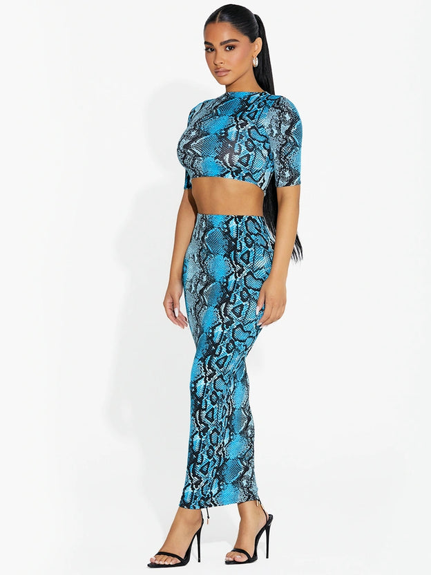Snake Skin Midi Skirt