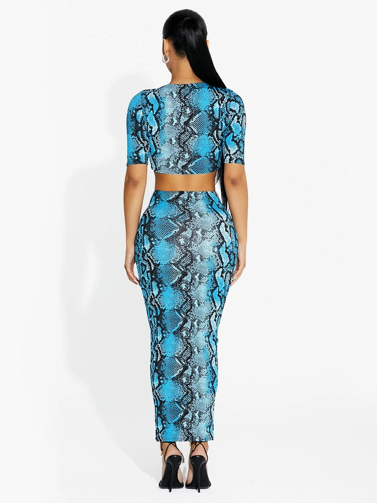 MALIBU SNAKE Snake Skin Midi Skirt