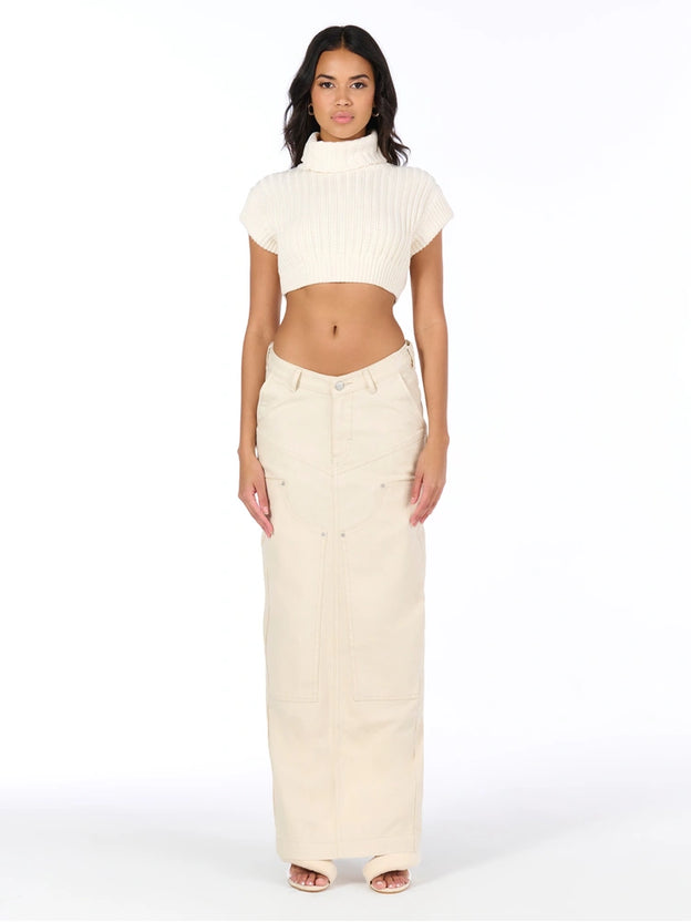 V-Waist Utility Jean Skirt