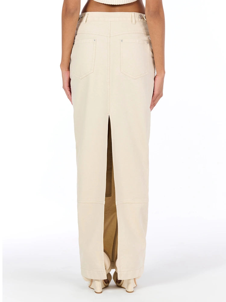 CREAM V-Waist Utility Jean Skirt