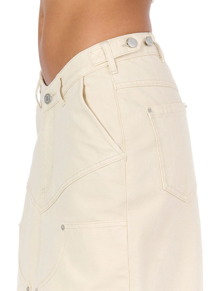 CREAM V-Waist Utility Jean Skirt