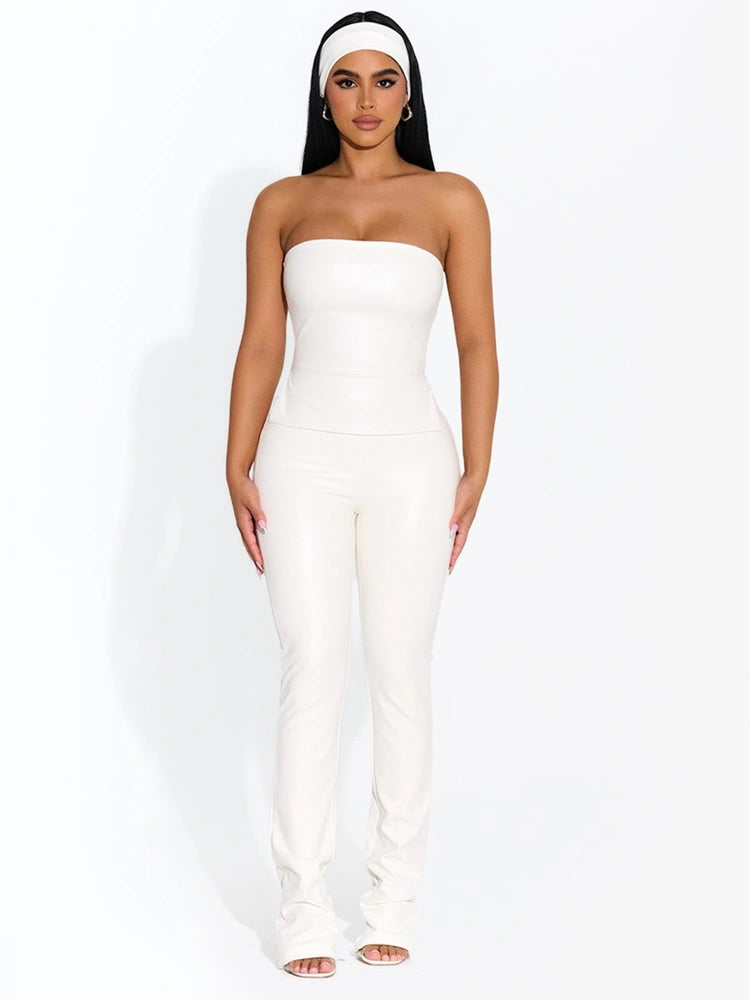 WHITE Vegan Leather Tube Top