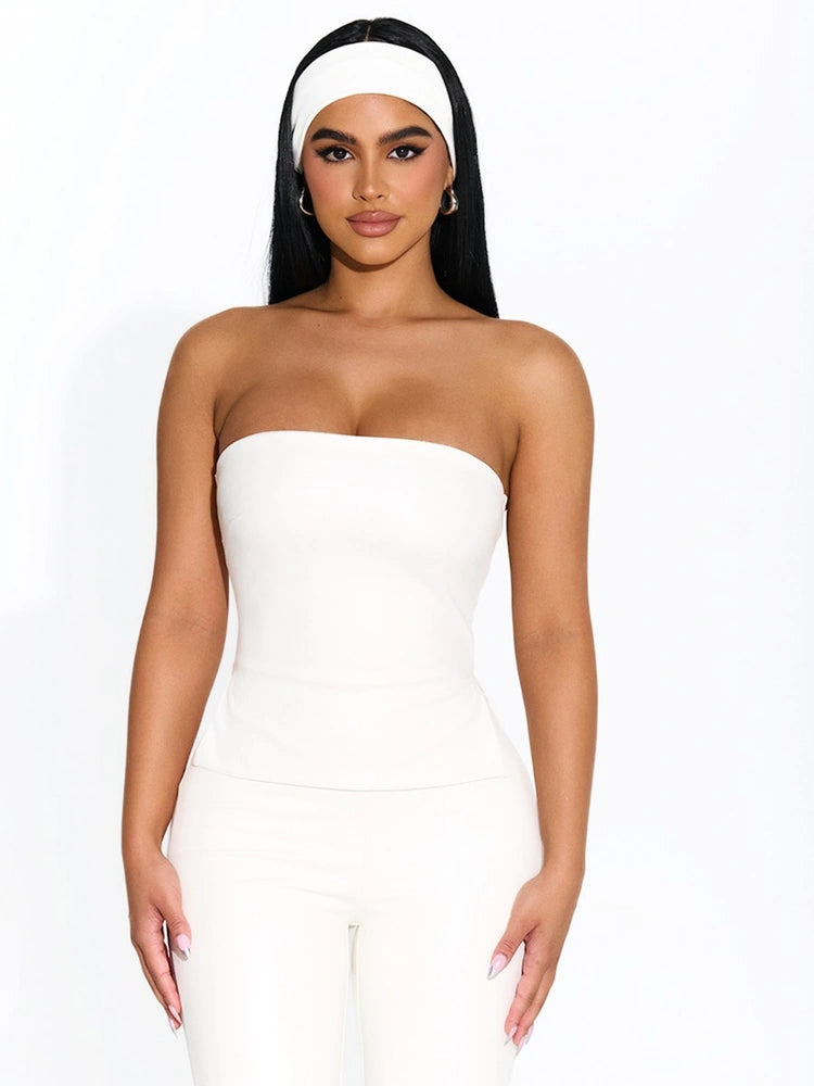 WHITE Vegan Leather Tube Top