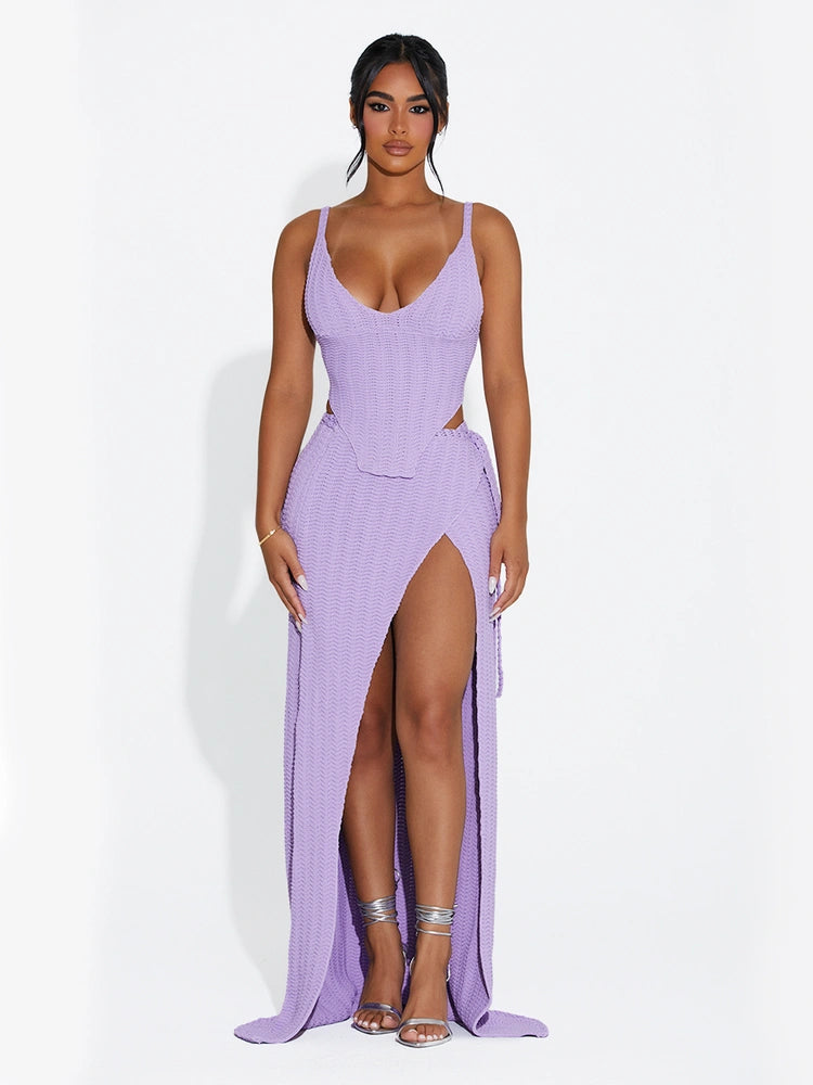 PURPLE Wrapped In Crochet Maxi Skirt